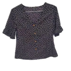 Shein. V-neck, ruffle sleeve, polka dot top. Size XS